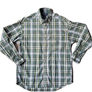 Duck Head Men’s L Plaid Flannel Style Shirt Green Yellow Long Sleeve Hiking Out